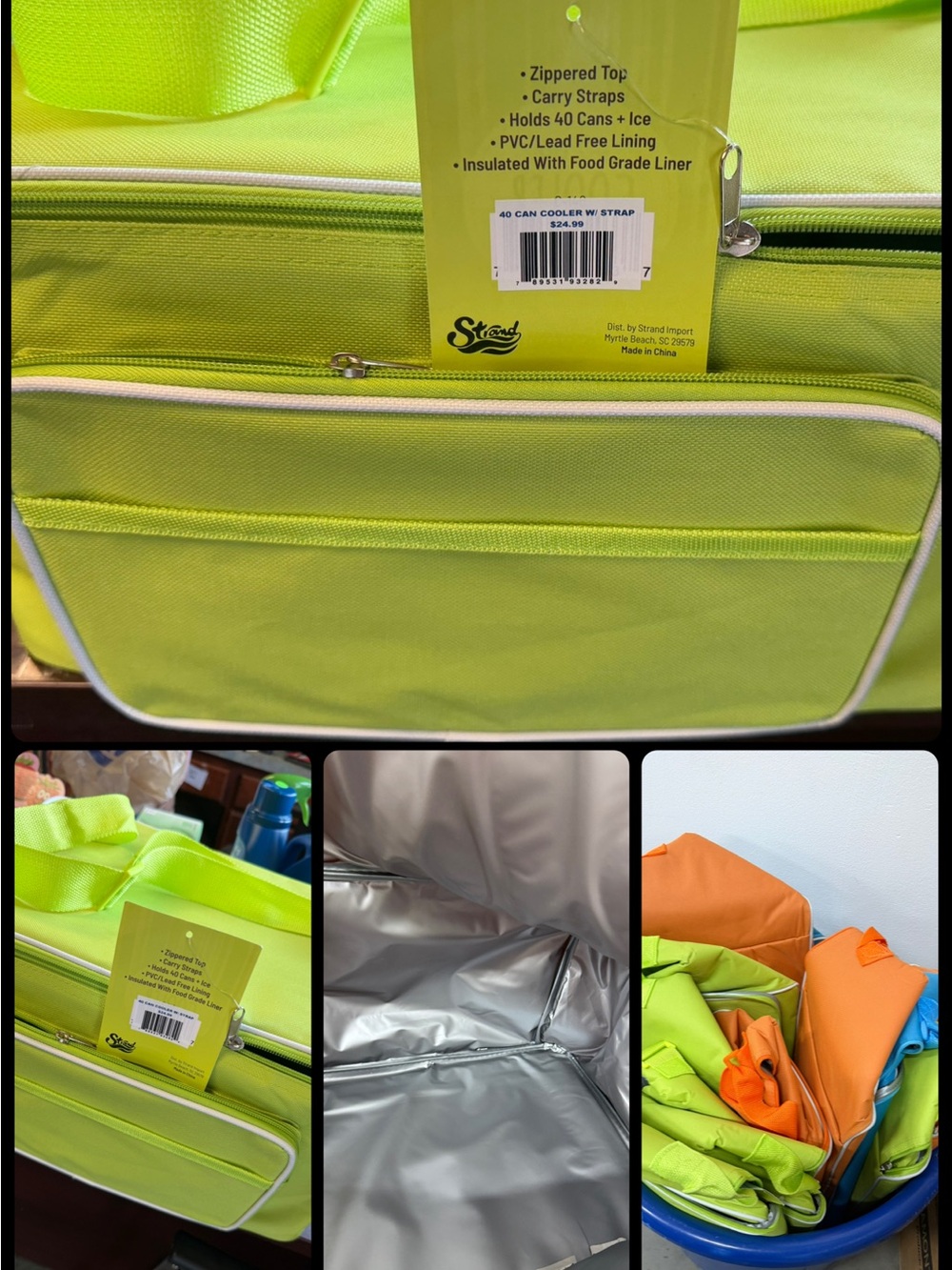 Insulated Cooler Tote 40 can purchaser can choose from green or orange - Picture 3 of 5